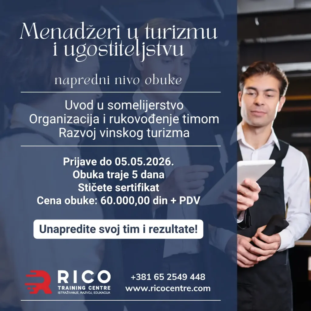 Obuke za somelijere i menadžere u turizmu