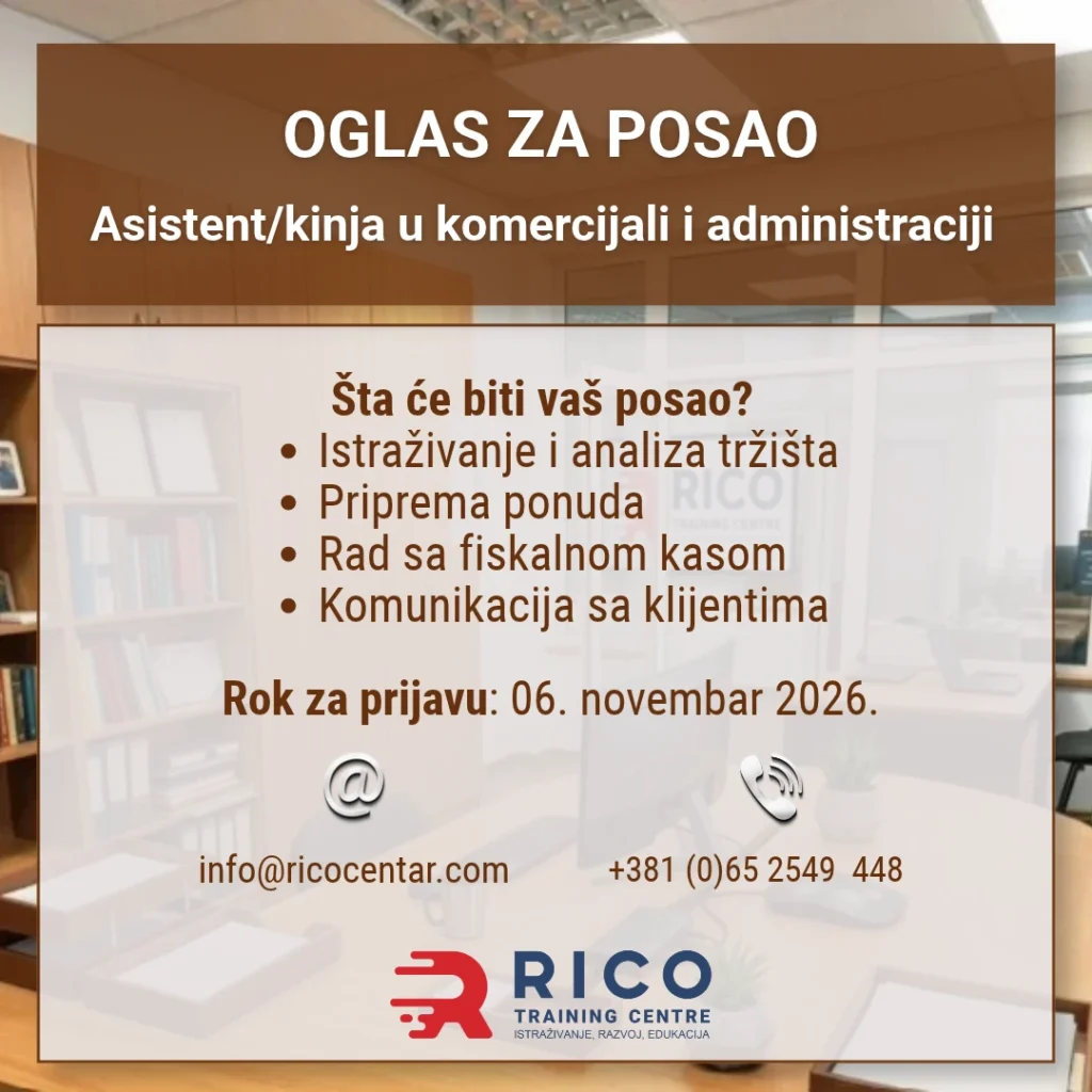 Oglas za posao_ Asistent u komercijali i administraciji