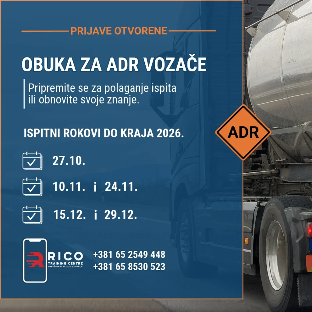 Prijave za obuku za ADR vozače